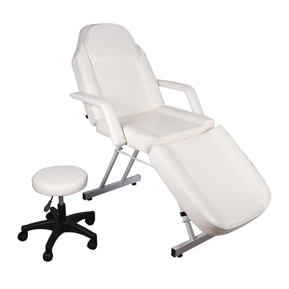 Cozyswan 3 Section Adjustable Pvc Leather Massage Table w/ Removable Headrest, 27.95" x 18.5", White