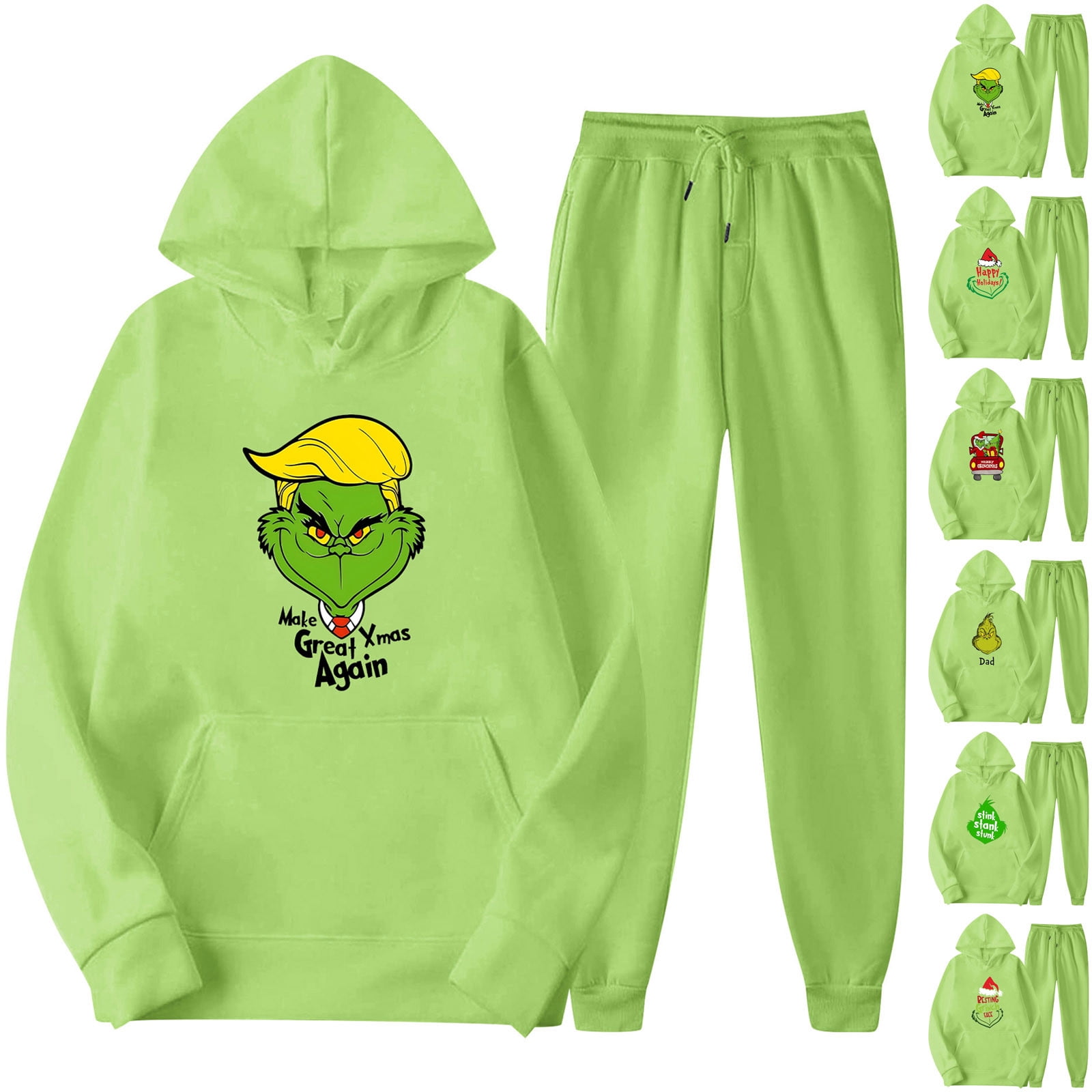 Cozyvia Christmas Grinch Pullover Hoodies Sets Fall Outfits for Adult ...