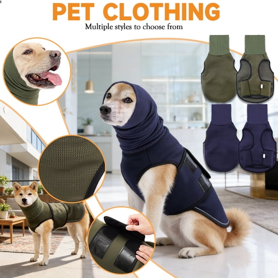 Cozyvia Dog Anxiety Vest with Hood, Skin-Friendly Thunder Jacket for Dogs, All-in-One Dog Calming Shirt with Hood for Thunder, Fireworks, Separation - Keep Pet Calm without Medicine - Navy XXL