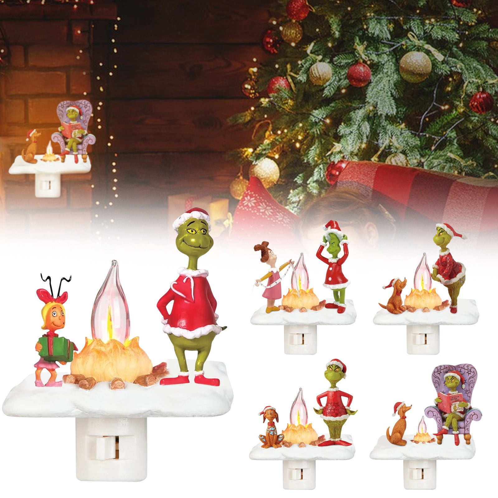 Grinch Plug Cozyvia Grinch Christmas Decorations, Ghost Campfire Flickering ...
