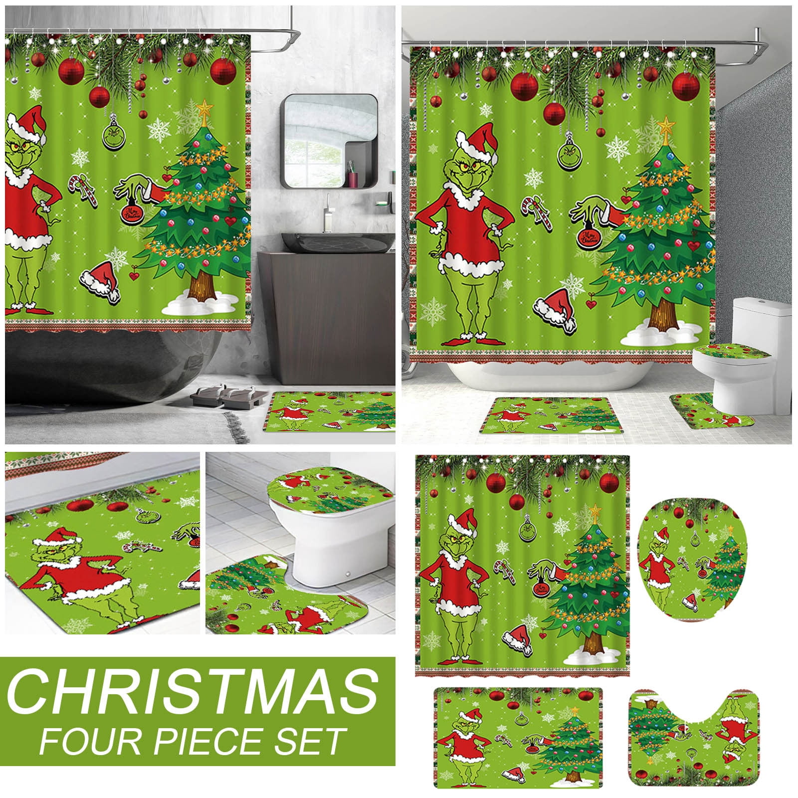 Grinch Shower Curtain Set