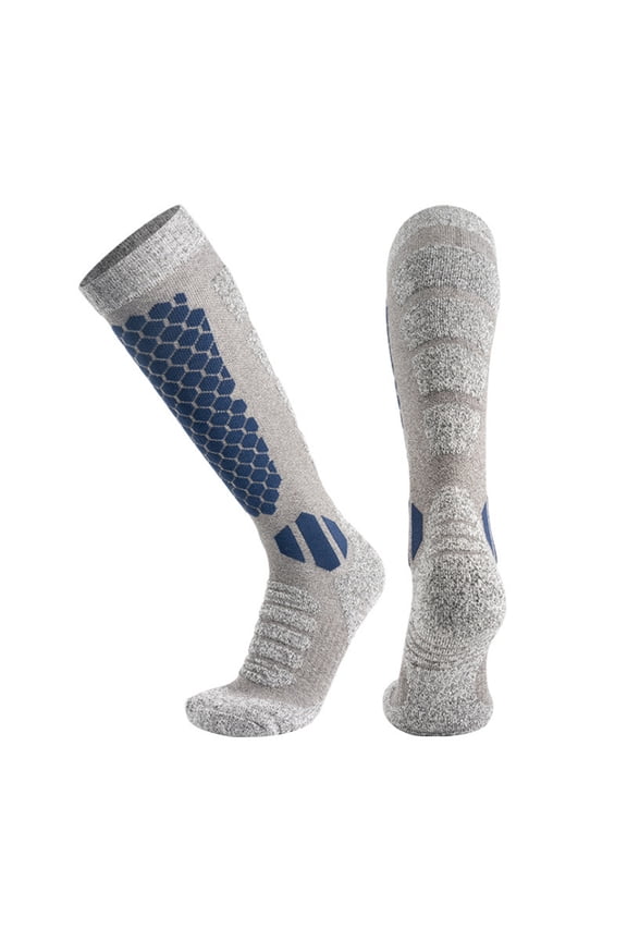 Thick Ski Socks for Men & Women, Hiking Winter Long Tube Sports for Circulation, Athletic Recovery & Travel - Gray