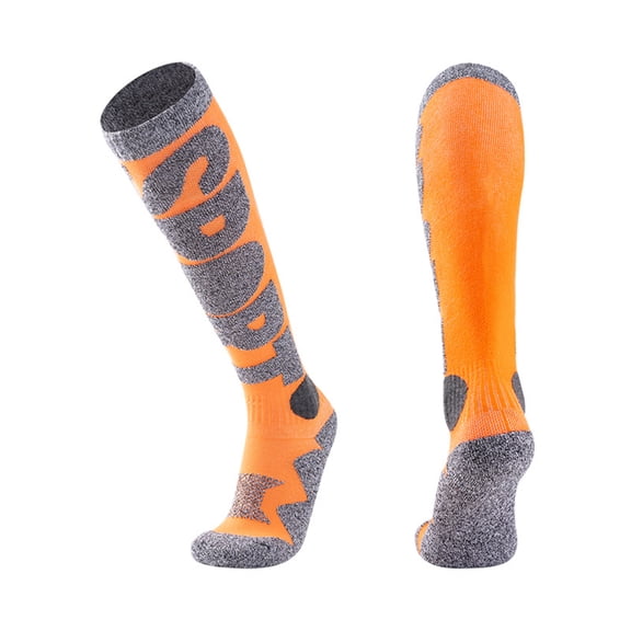 Cozyvia Unisex Knee-High Ski Socks - Thick Thermal Warm Winter Socks, Suitable for Snowboarding, Hiking, and Outdoor Activities - Orange