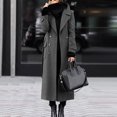 thumbnail image 1 of Cozyvia Women's Winter Double Breasted Wool Coat Elegant Notched Lapel Belted Maxi Long Pea Trench Coat - Gray L, 1 of 5