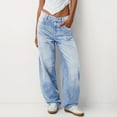 thumbnail image 1 of Cozyvia Women's Y2k Low Rise Baggy Jeans Washed Straight Wide Leg Denim Pants Casual Loose Vintage Fit Boyfriend Jeans Denim Pants - Sky Blue L, 1 of 4