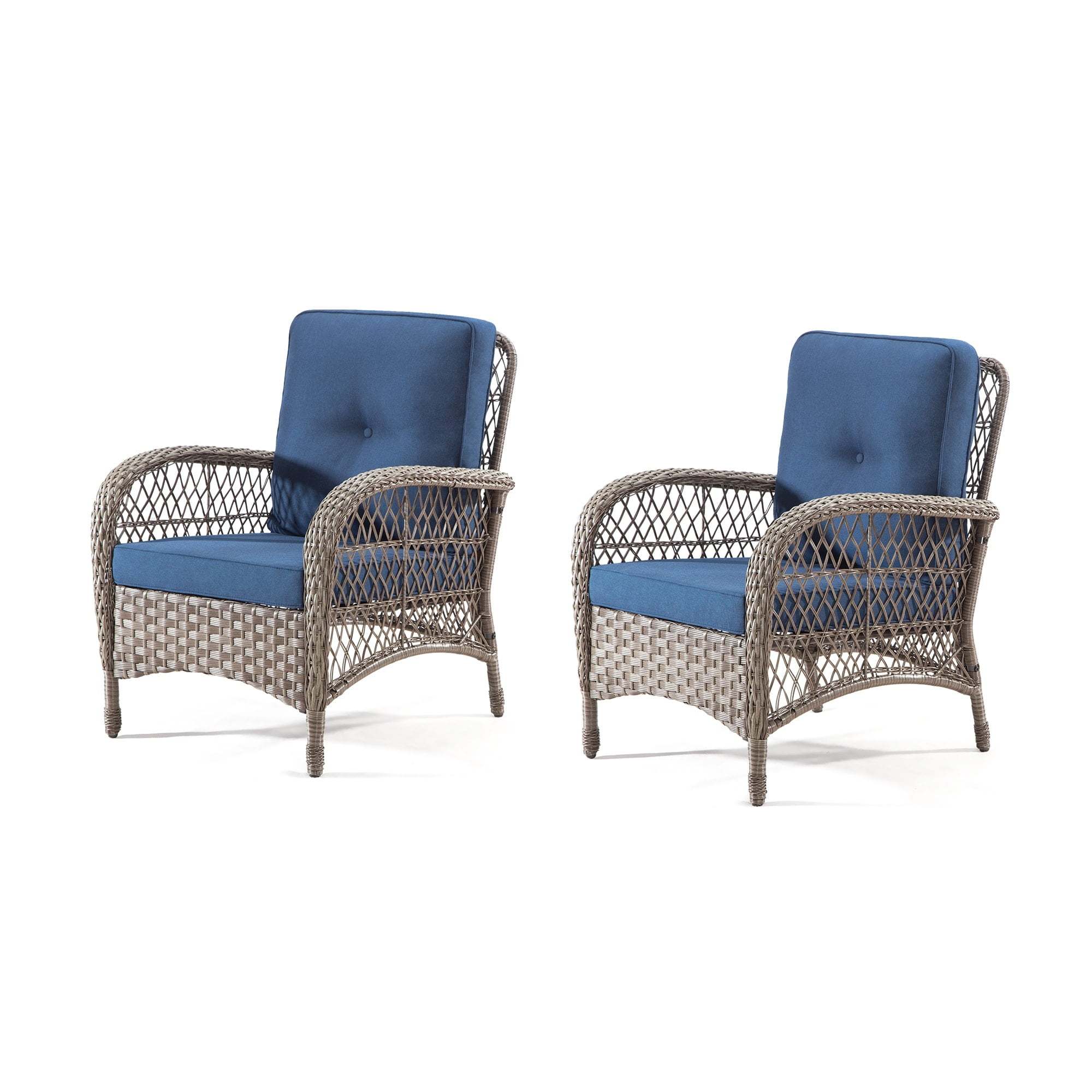 Cozy Blue Wicker Outdoor Patio Lounge Chair Set with Steel Frame