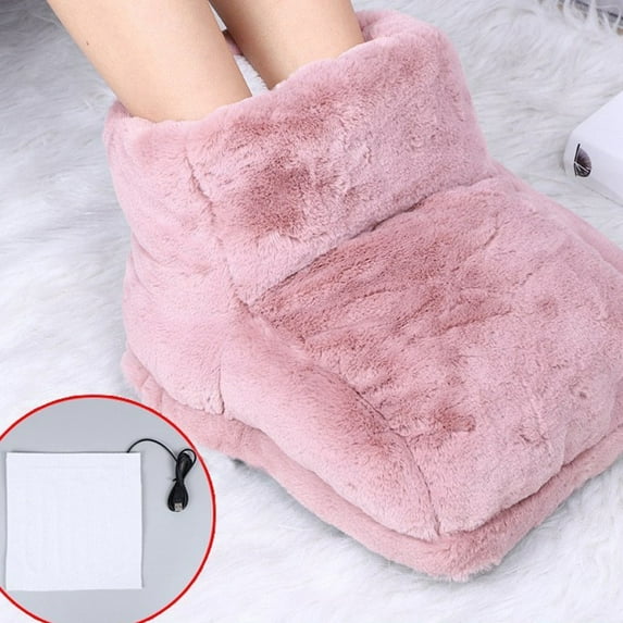 Cozzii Heated Foot Warmer Soft Flannel On Slippers For Indoor Home Use Comfortable Warming