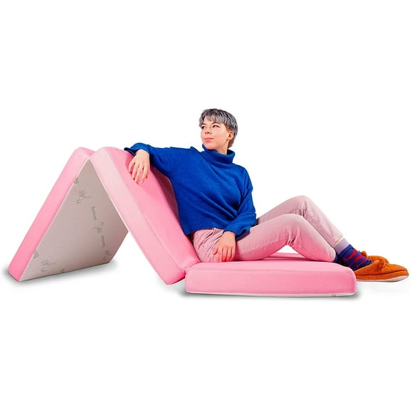 Cozzzi Folding Mattress - Trifold Foam Mattress Topper with Removable Cover