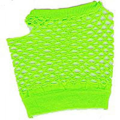 Cp Adults Sexy Neon Green Fishnet Fingerless 80s Rock Costume Half Gloves