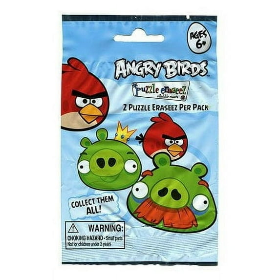 Cp Angry Birds Eraseez Collectible Puzzle Eraser 2ct pack ( Collect Them All ) Each pack Will Vary (BONUS 1 FUN CHOPS)