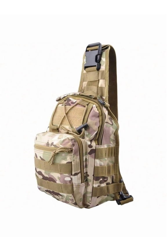 Cp Camouflage Tactical Sling Bag, Molle Webbing, Zipper Closure, Crossbody