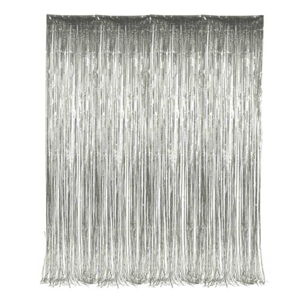 4pk Silver Metallic Fringe Curtain Party Foil Tinsel Room Decor 3' x8'  Wholesale