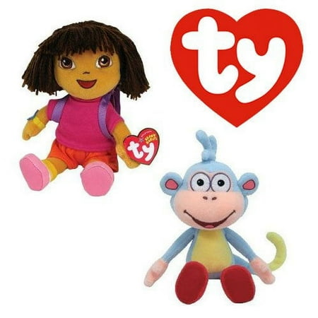 Cp New Ty Beanie Babies Baby (Dora & Boots) , Go Diego Go Dora the Explorer 6" Plush Stuffed Animal Set of 2