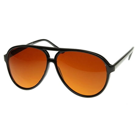 Cp Retro 80s Vintage Blue Blocking XL Large Black Plastic Aviator Sunglasses