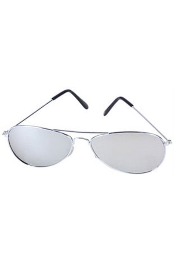 Silver Aviator Mirror Lens Police Sunglasses Top Gun Glasses One Size Fits Most Adults