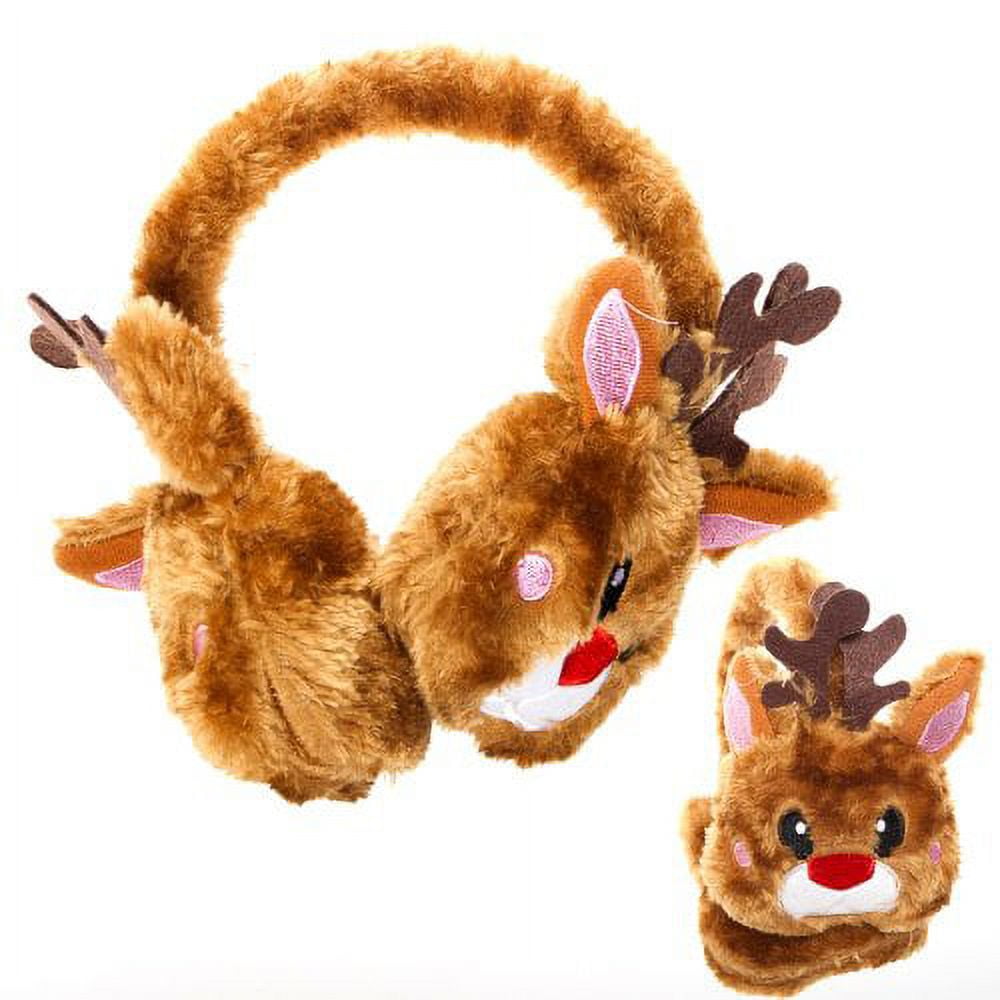 Cp You Get 1 Rudolph Reindeer Christmas Plush EarMuffs One Size Fits