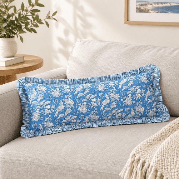 Cpc Blue Block Print Ruffle Shamow Cover 20x54 Inch Pack Of 1 - Walmart.com