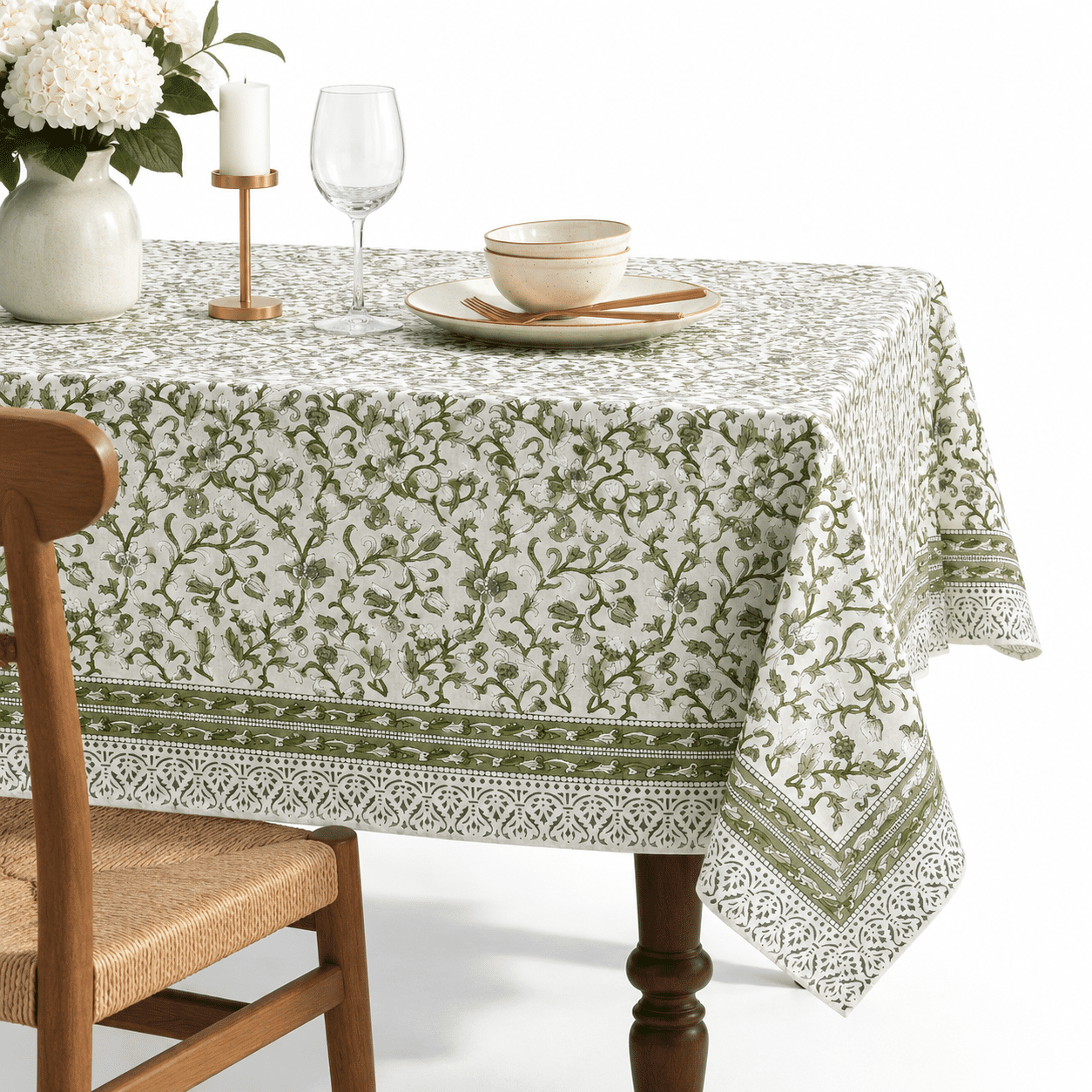 Cpc Meadow Vine Block Printton Rectangle Tablecloth 60x90 Inch ...