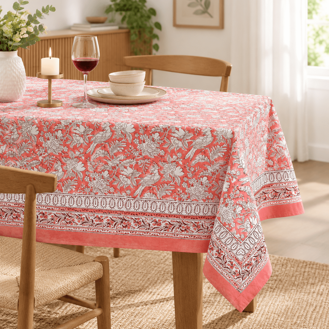 Cpc Pink Cblock Printton Rectangle Tablecloth 80x120 Inch - Walmart.com