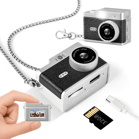 Cpeelsdo Retro Mini Keychain Digital Camera for Teens & Adults, 1080P with 32GB SD Card & 0.96in Screen - Portable Tiny Pocket Camera for Travel Vlog, Night Shots, Birthday Gifts