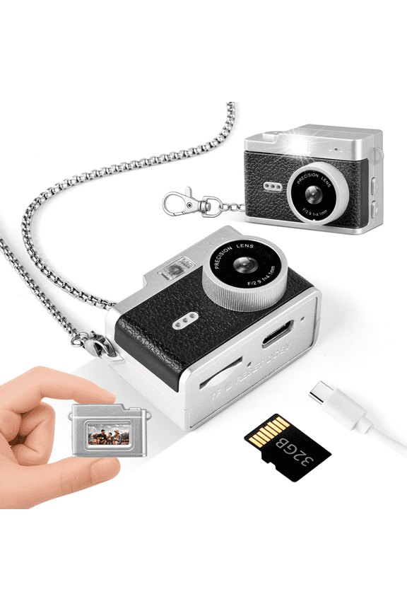 Retro Mini Keychain Digital Camera for Teens & Adults, 1080P with 32GB SD Card & 0.96in Screen - Portable Tiny Pocket Camera for Travel Vlog, Night Shots, Birthday Gifts