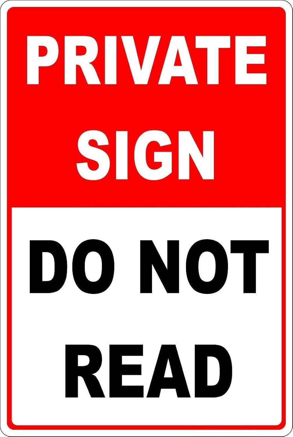 Cpirust Vintage Metal Tin Sign Decor Private Sign Do Not Read Funny ...