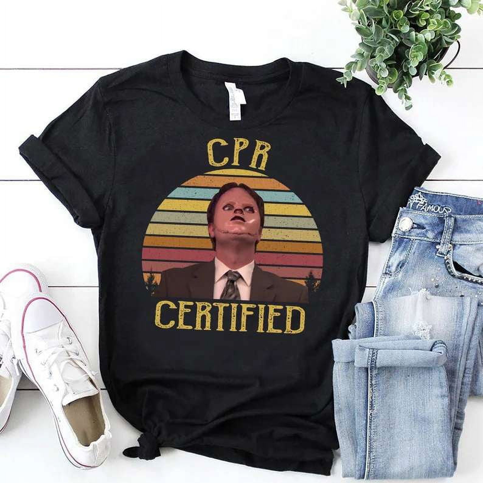 Cpr Certified Dwight Dummy Mask Tshirt