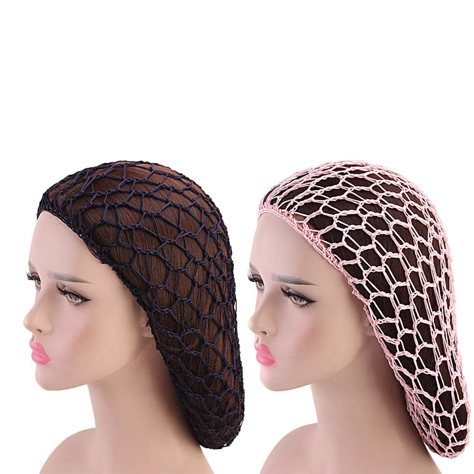 Cptfadh 2PC Mesh Hair Net Soft Rayon Knit Hat Sleeping Crochet