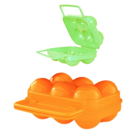 ViLaViDe Egg Carton 2PCS Portable 6 Eggs Plastic Container Holder Folding Storage Box Eggs Food Storage