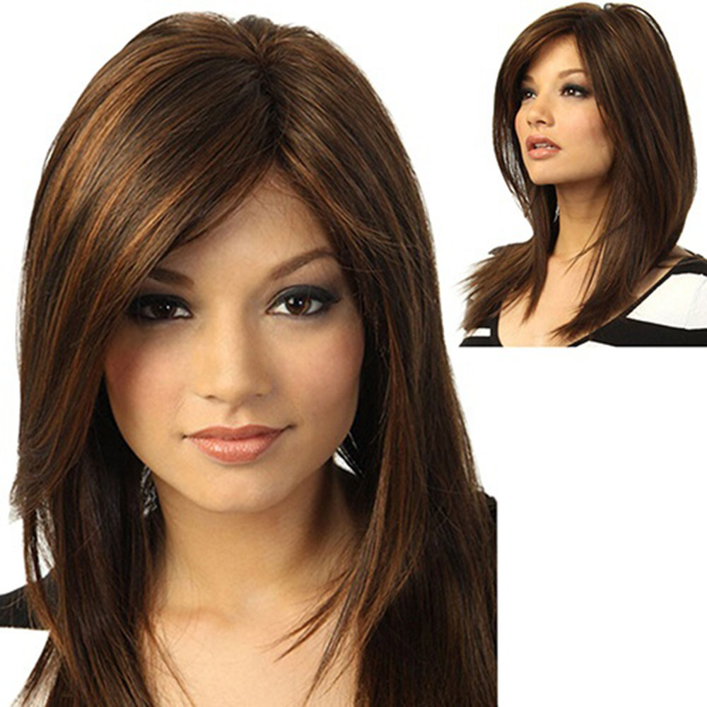 Peluca Cptfadh de cabello humano larga para fiesta, peluca sintética lacia natural, peluca de moda marrón, cabello completo