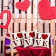 thumbnail image 1 of Cptfadh Red Lettered Plaid Series Valentine's Day Pillow Linen Print Sofa Pillow Lean On Festive Atmosphere 1 Pcs, 1 of 6
