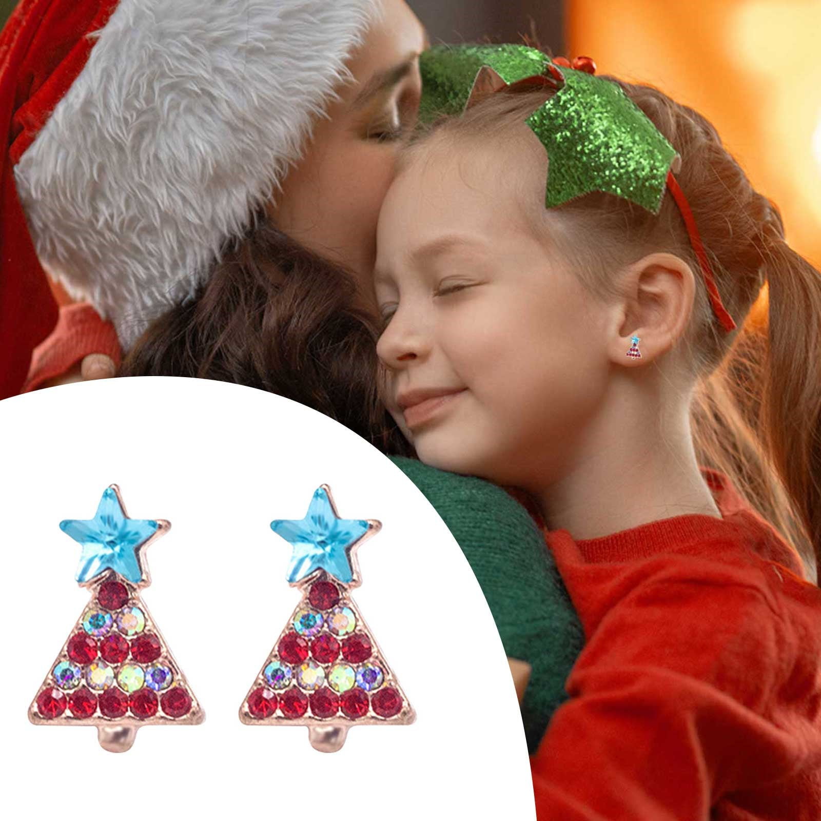 Cptfadh Women Christmas Stud Earrings Santa Bell Snowflake Sleigh