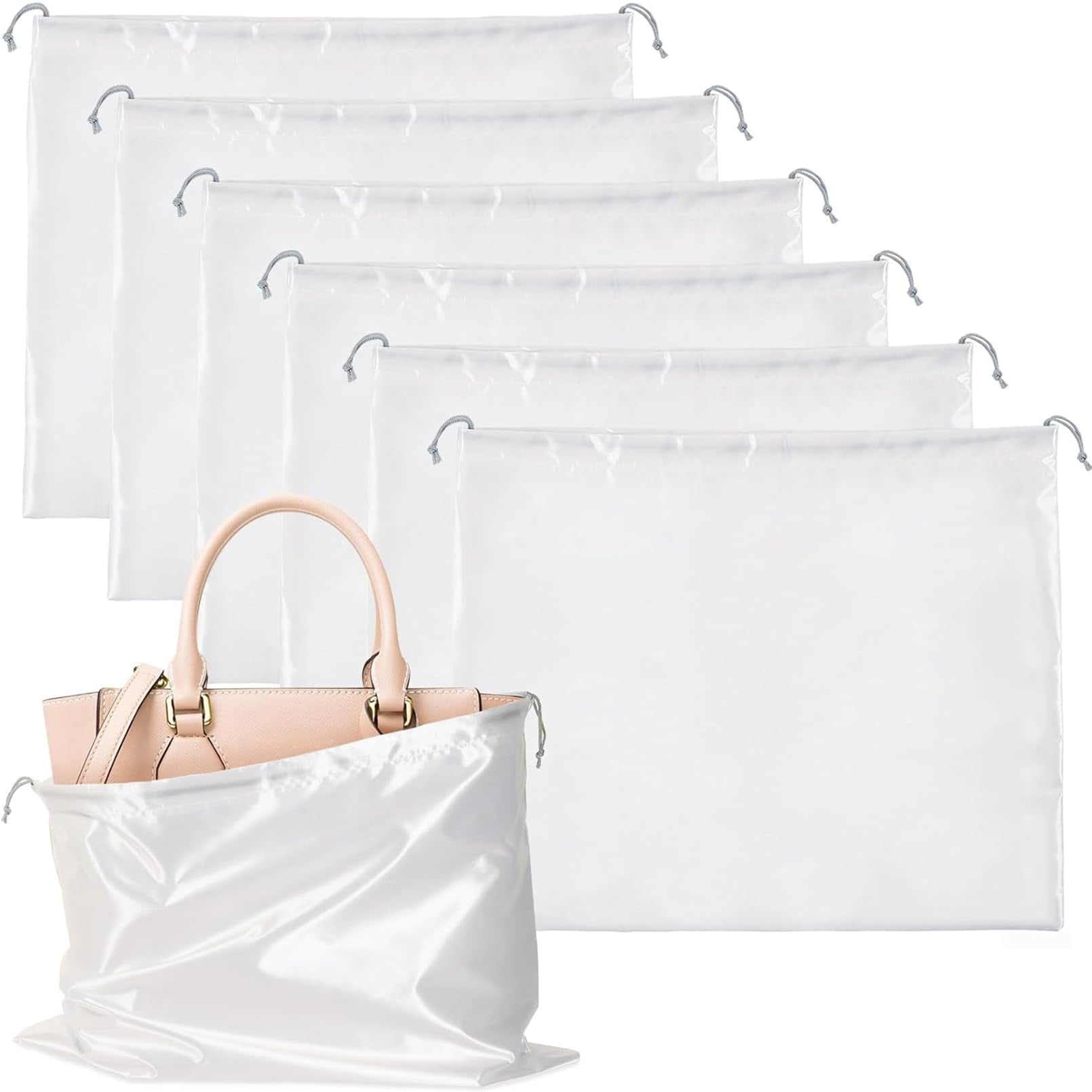 2-Pack Silk Dust Bags For Handbags & Purses - Drawstring Storage Pouches For Travel, Shoes, & Accessories