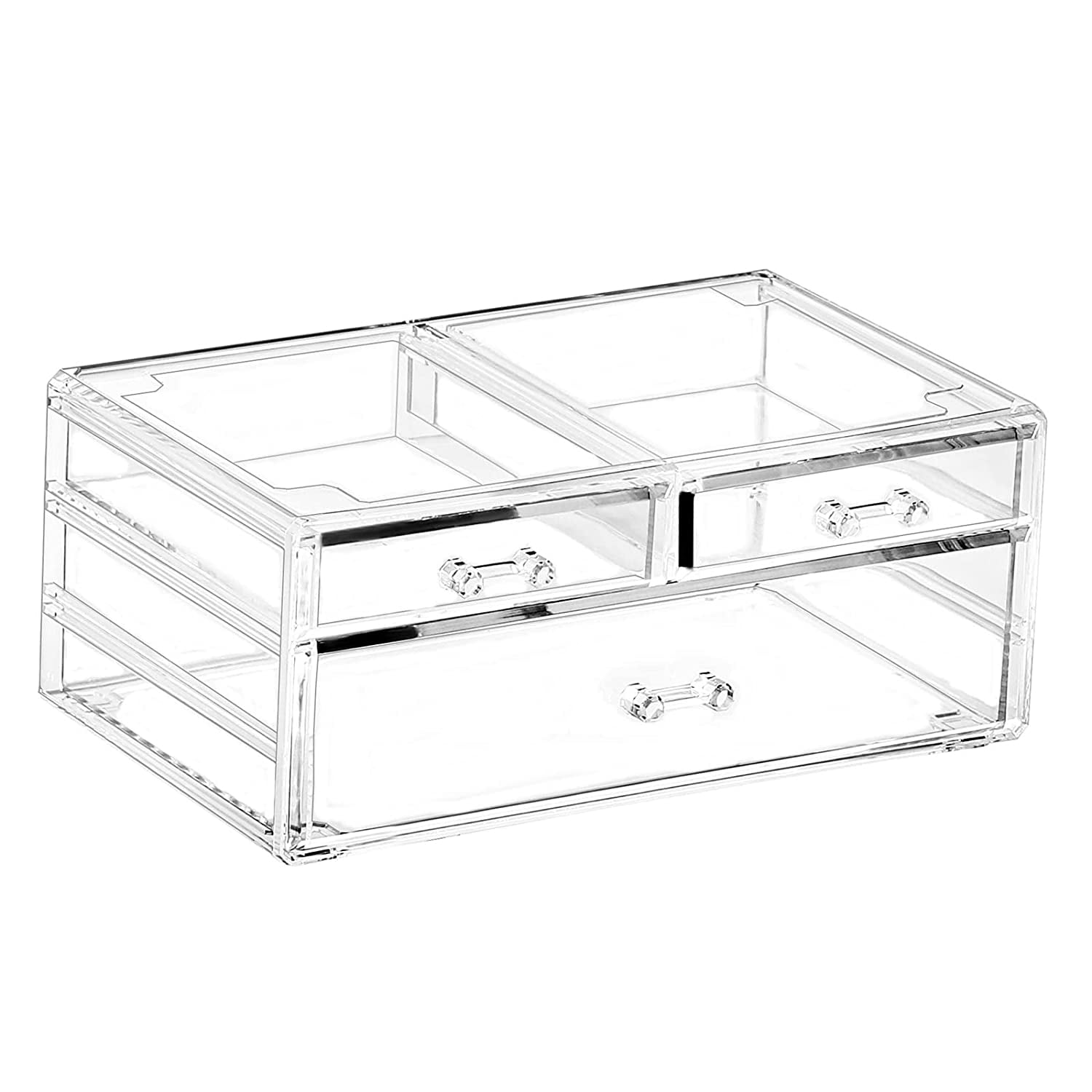 Cq acrylic Countertop Stackable Drawers Bathroom Cabinet Organizer Clear Organizing Bins For Cosmetics Organizer Jewelry Hair Accessories Nail Polish Lipstick Make up Marker Pen Medicine Storage