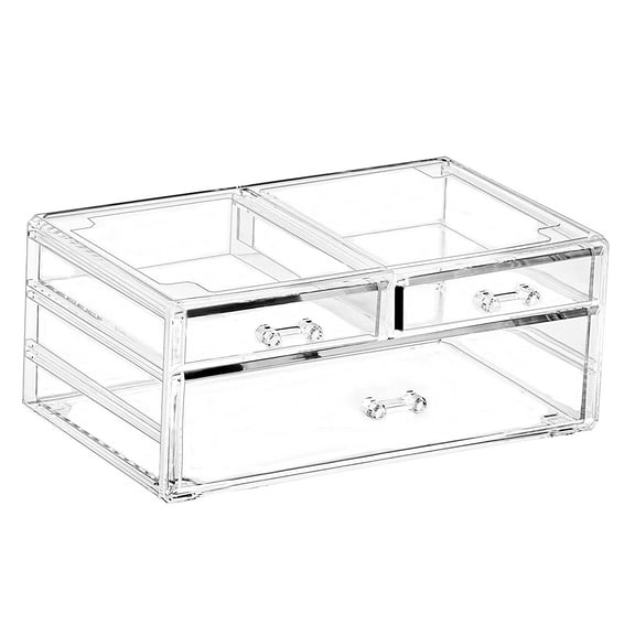 Cq acrylic Countertop Stackable Drawers Bathroom Cabinet Organizer Clear Organizing Bins For Cosmetics Organizer Jewelry Hair Accessories Nail Polish Lipstick Make up Marker Pen Medicine Storage