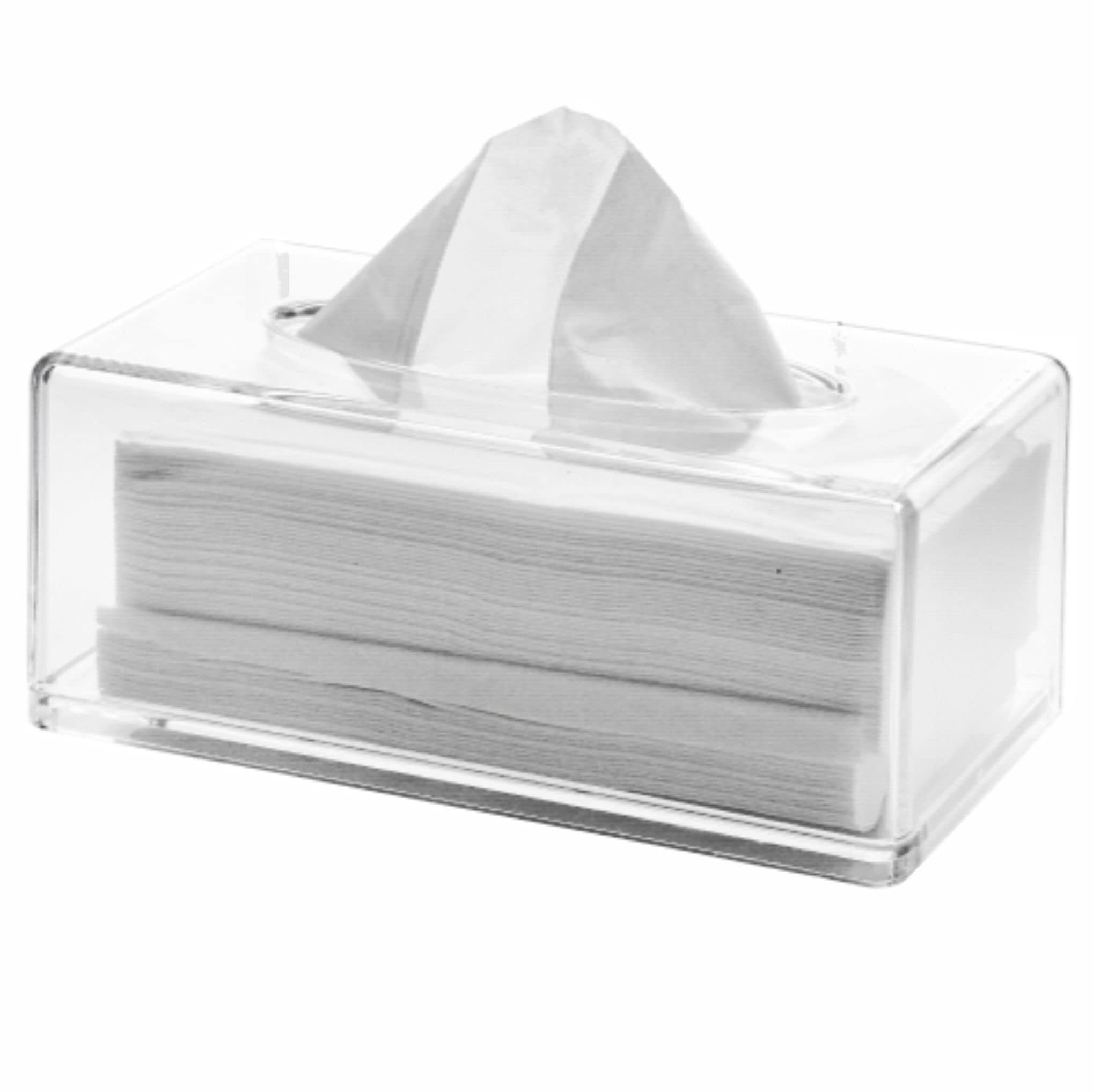CQ Acrylic Tissue Box – Klarer Spender Für Papiertücher, 14x14x14 Cm, Mit Deckel