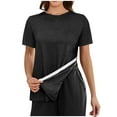 thumbnail image 1 of Cqxid Under $10 Women's Dry Fit Tech Stretch Short-Sleeve Crew Neck Athletic T-Shirt Black, 1 of 4