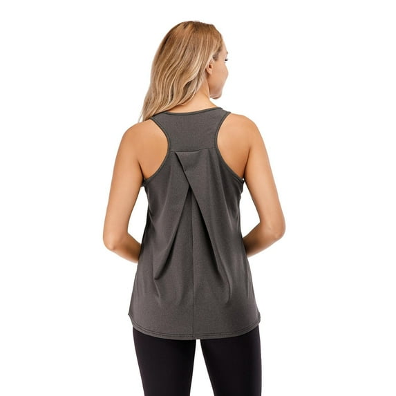 Cqxid Under $10 Women's Sleeveless Crew Neck Activewear T-Shirt Dry-Fit Wicking Yoga Top Black