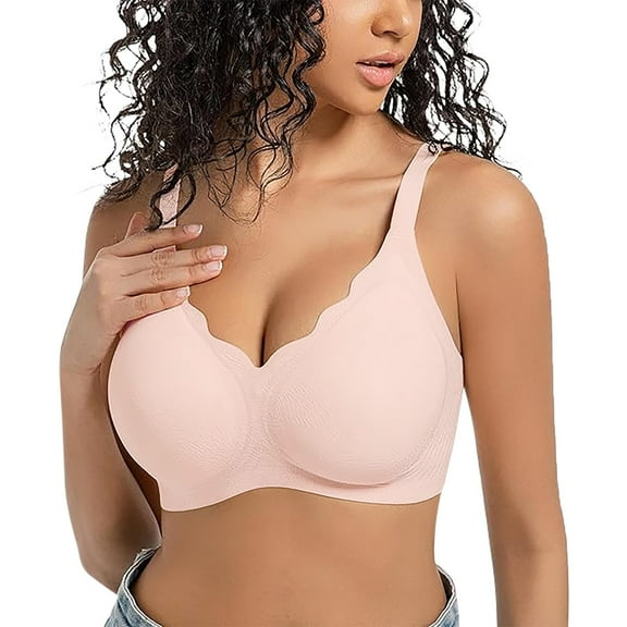 Cqxid525 Clothing Sales Full Coverage Bras for Women Women Comfortable Wireless Bras Less Seam Bralettes Soft V Neck Scalloped Full Coverage Everyday Bra