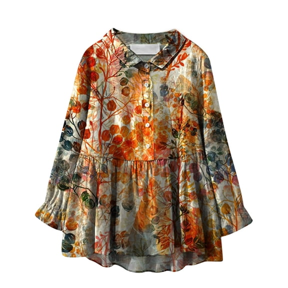 Cqxid525 Comfort Colors T-Shirts Linen Shirts For Women Summer Plus Size Loose Fit Cotton Blouses Long Sleeve Button Up Casual Floral Tops Black Xxl