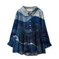 thumbnail image 1 of Cqxid525 Comfort Colors T-Shirts Linen Shirts For Women Summer Plus Size Loose Fit Cotton Blouses Long Sleeve Button Up Casual Floral Tops Blue M, 1 of 4