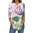 thumbnail image 1 of Cqxid525 Ladies Tops And Blouses 3/4 Length Sleeve Womens Tops 2025 Spring Neck Casual Print Tunic T Shirts Three Quarter Length Womens Tops Purple S, 1 of 5