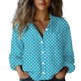 thumbnail image 1 of Cqxid525 Ladies Tops And Blouses Women Cotton Shirt Printed Fashion Button Down Shirts Casual Tops Long Sleeve Blouse Blue L, 1 of 4