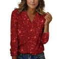 thumbnail image 1 of Cqxid525 Sales Today Clothing Womens Long Sleeve Shirts Basic Tee Sequin Tops for Women Casual Elegant Glitter Sparkly V Neck Night Long Sleeve Pullover Tee Shirts 2025 Basic Tee Fashion Womens Tops, 1 of 9
