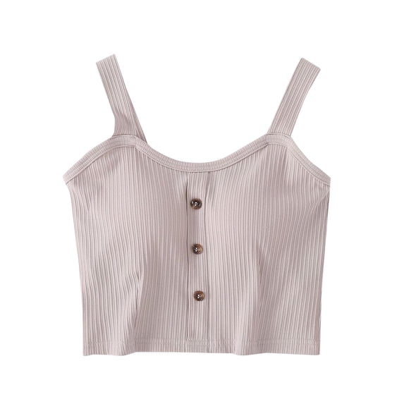 Cqxid525 Sales Today Clearance Womens Tank Tops Women's Solid Color Tank Top with Chest Cushion and Camisole Worn Outside Exposed Navel Cup No Ring Tank Top Womens Tops Dressy