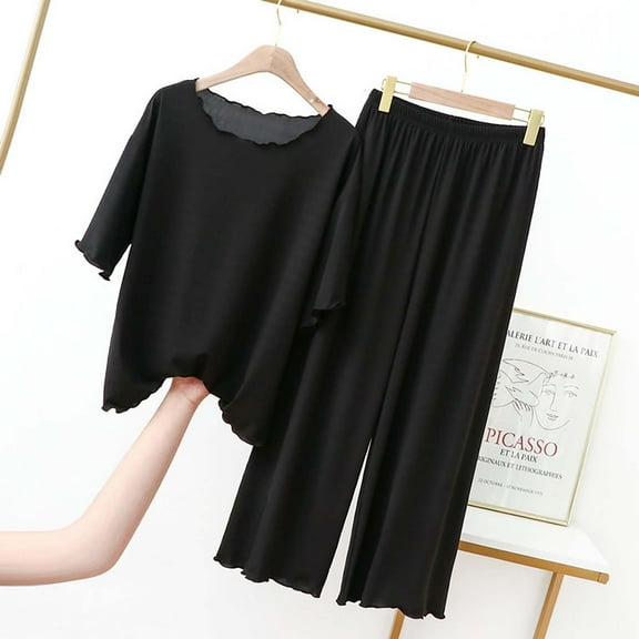 Cqxid525 Summer Clothing sale! 2 Piece Lounge Pjs Women's 3/4 Sleeve Pajamas Sets Pants Two Piece Soft Sleepwear