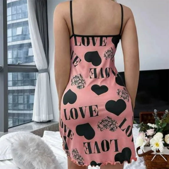 Cqxid525 Summer sale! 2 Piece Lounge Pjs Women's Suspender Home Clothes Set Soft Love Printed Pajama Set Fashion Slim Pajama Dress Dress Two Piece Soft Sleepwear