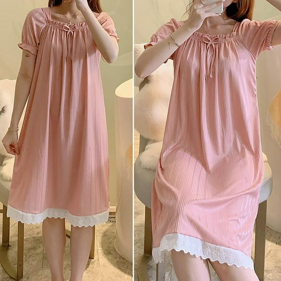 Cqxid525 Summer Clothing Women's Cotton Nightgown Sleepwear Women Sleep Dress Ladies Gowns Sleepwear Lightweight Sleep Shirt