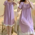 thumbnail image 1 of Cqxid525 Summer Clothing Women's Nightgown Short Sleeve Sleepwear Women Sleep Dress Ladies Gowns Sleepwear Casual Print Sleepdress, 1 of 2