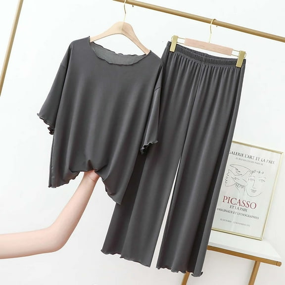 Cqxid525 Summer Clothing sale! Women's Sleepwear Women's 3/4 Sleeve Pajamas Sets Pants Two Piece Soft Sleepwear